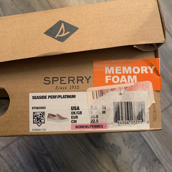 NWT SPERRY TOP SIDER WOMENS SEASIDE PERFORATED EMBOSS LEATHER SHOES PLATINUM 5.5 - Picture 10 of 10